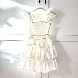 B Darlin White Ruffled Midi Dress